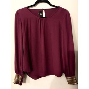 IZ Byer-Beautiful, Burgundy Embellished Blouse